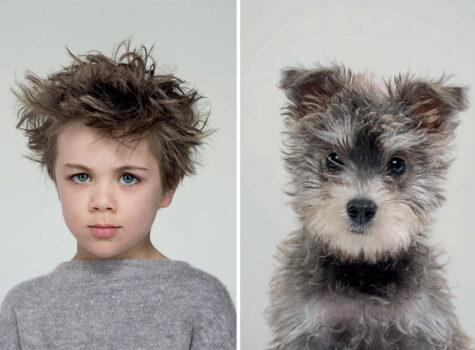 Photo d'un enfant et d'un chien qui se ressemblent
